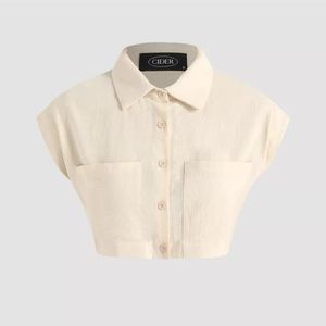 CIDER Solid Pocket Crop Top, Large